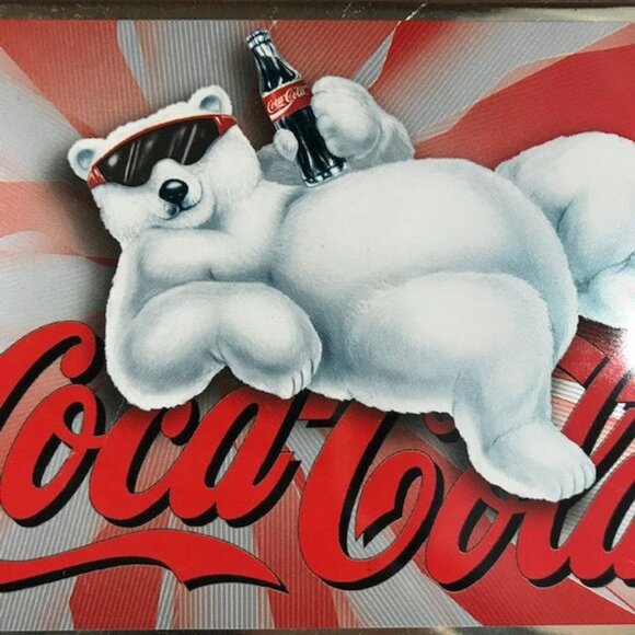 Vintage Set of 2 Coca-Cola Polar Bear 'Always Coca-Cola' Hinged Lid Tins - Picture 7 of 12